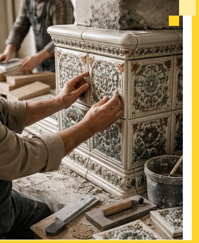 Изразцовые камины под ключ в Троицке: проект и монтаж