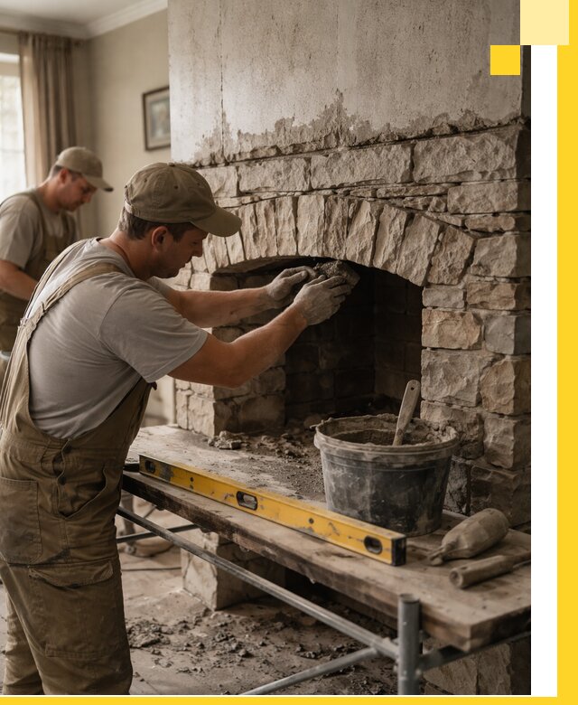 Изготовление каминов под ключ в Троицке, монтаж и отделка