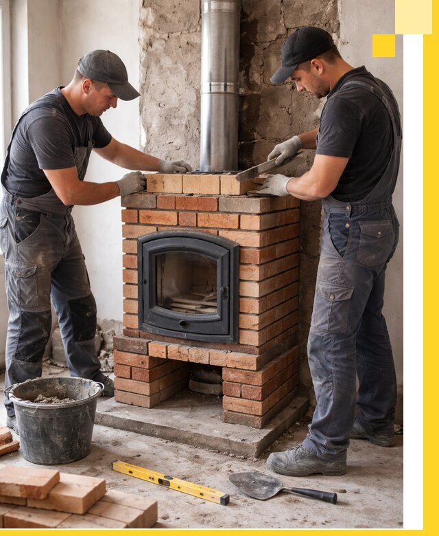 Монтаж печи камина под ключ в Троицке с гарантией и пусконаладкой