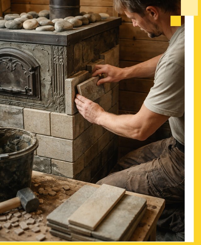 Облицовка банных печей в Троицке профессиональная отделка