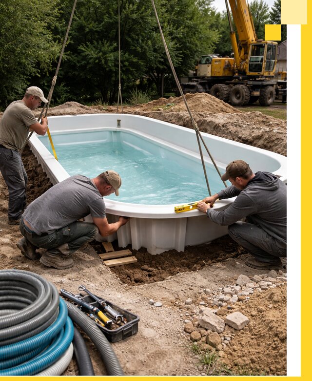 Установка и монтаж композитных бассейнов под ключ в Троицке