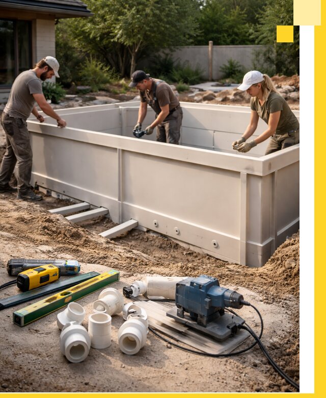 Установка полипропиленовых бассейнов под ключ в Троицке