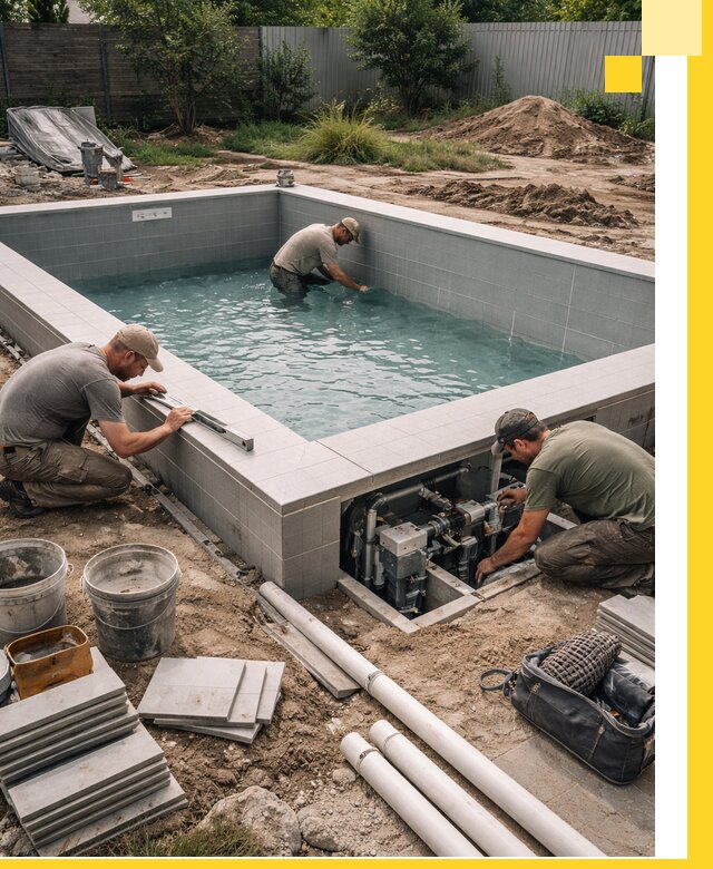 Строительство и монтаж бассейнов для дачи под ключ в Троицке