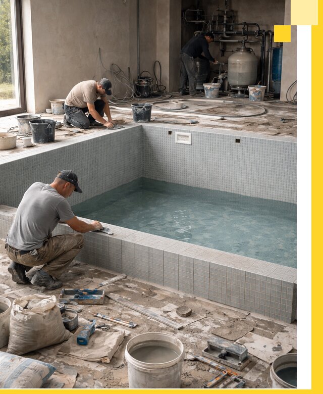 Строительство и монтаж бассейнов в помещении в Троицке