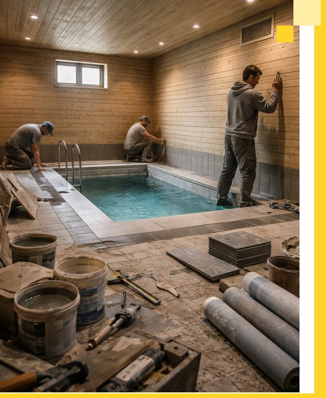 Строительство бани с бассейном и сауной под ключ в Троицке