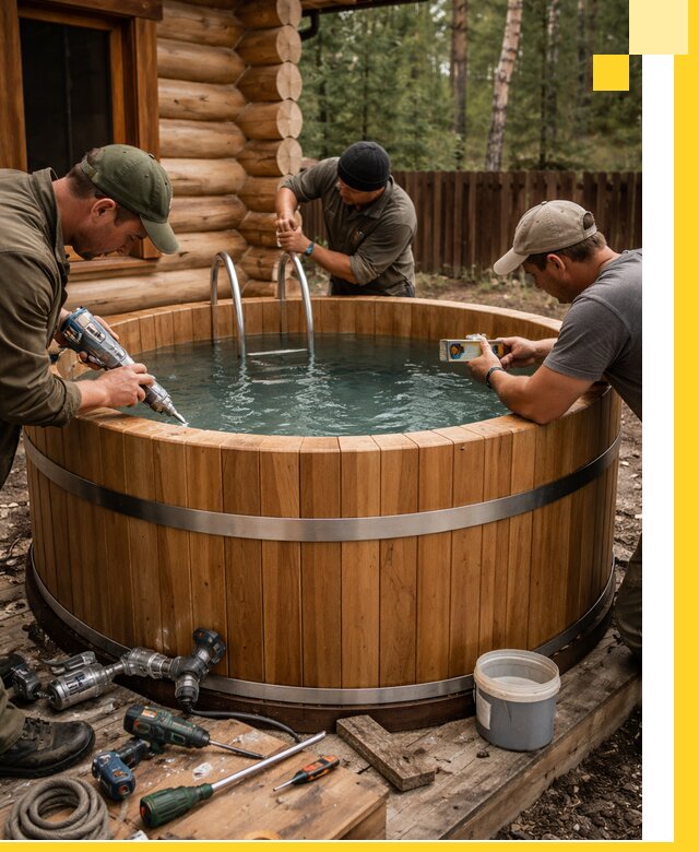 Строительство бань с купелью под ключ и отделкой в Троицке