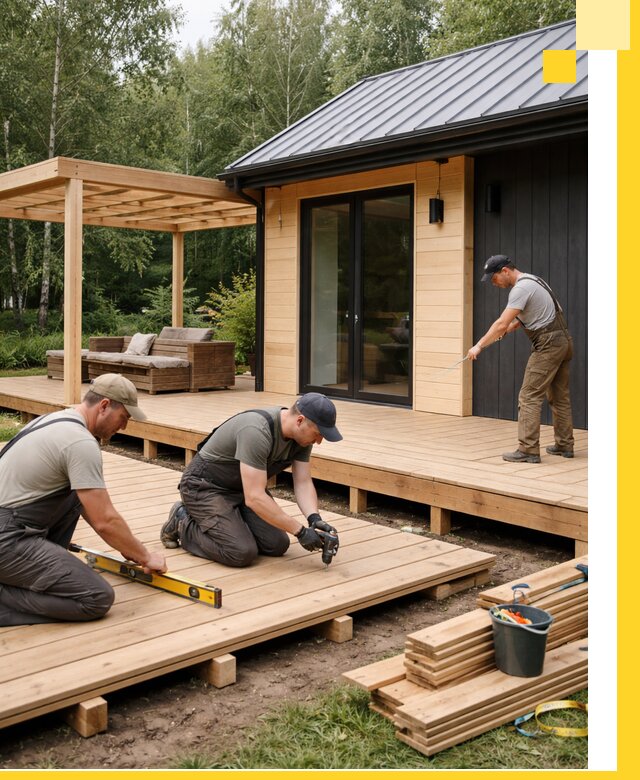 Строительство бань с террасой и бассейном под ключ в Троицке