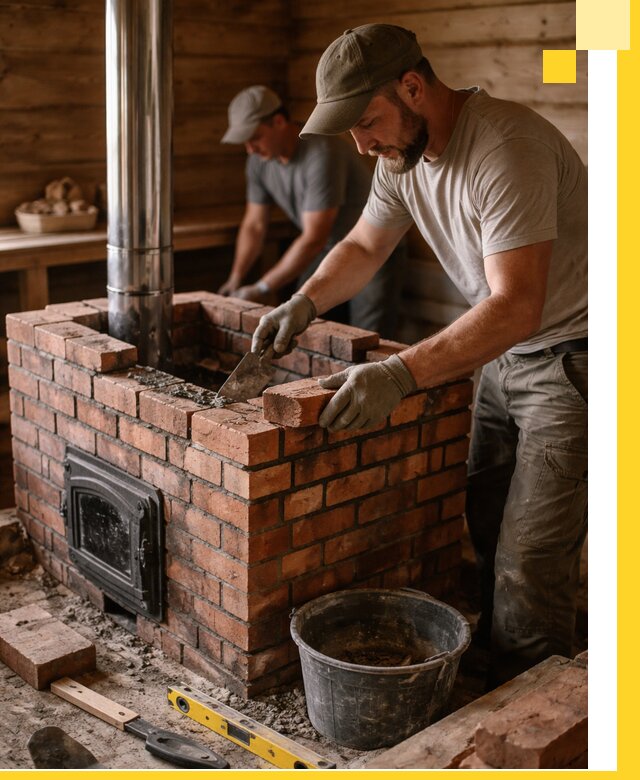 Кирпичные печи для бани под ключ в Троицке, проект и монтаж