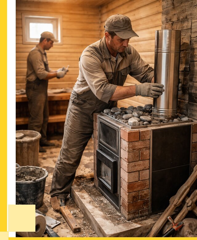 Монтаж печи в бане под ключ в Троицке от 20622 р. | ЭриданТрц