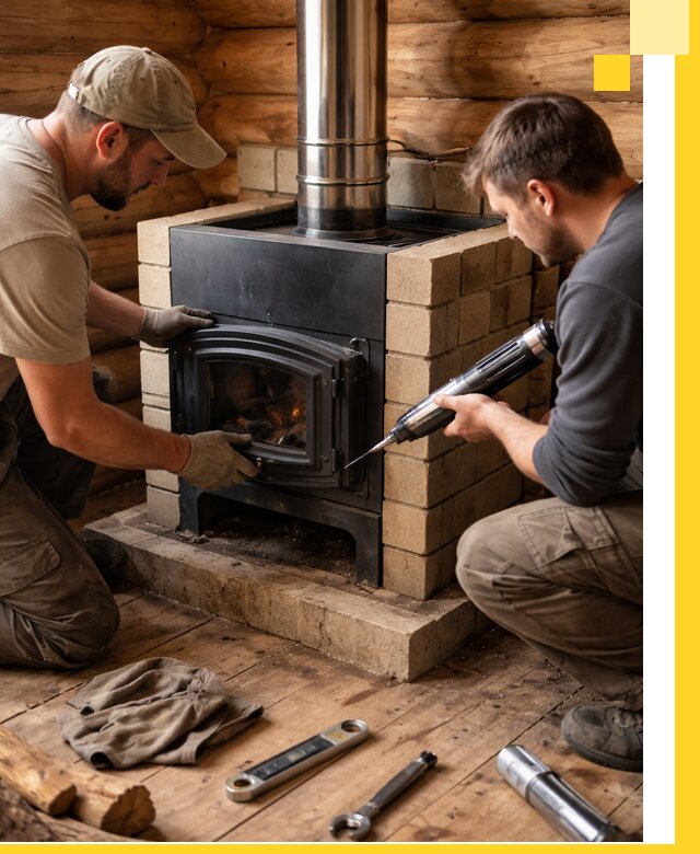 Монтаж и установка печи в бане под ключ с гарантией в Троицке