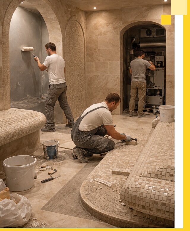 Строительство бани с хамамом и бассейном под ключ в Троицке