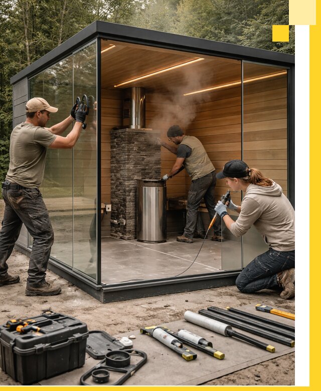 Проектирование и строительство стеклянных бань в Троицке