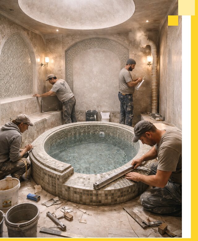Профессиональное строительство хамама с бассейном в Троицке под ключ