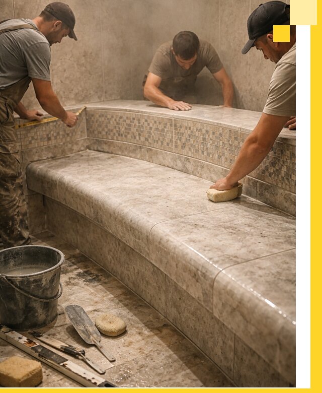 Изготовление и установка сидений для хамама в Троицке